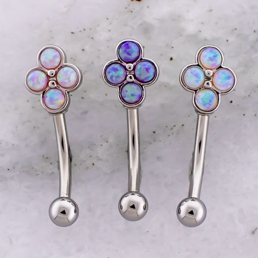 16G Opal Cluster Curved Barbell | | Wiccan Center