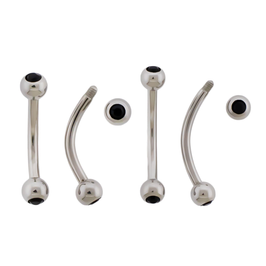 16G Steel Bezel Set Premium Crystal Curved Barbell | Internally Threaded Curved Barbells | Wiccan Center