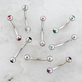 16G Steel Bezel Set Premium Crystal Curved Barbell | Internally Threaded Curved Barbells | Wiccan Center