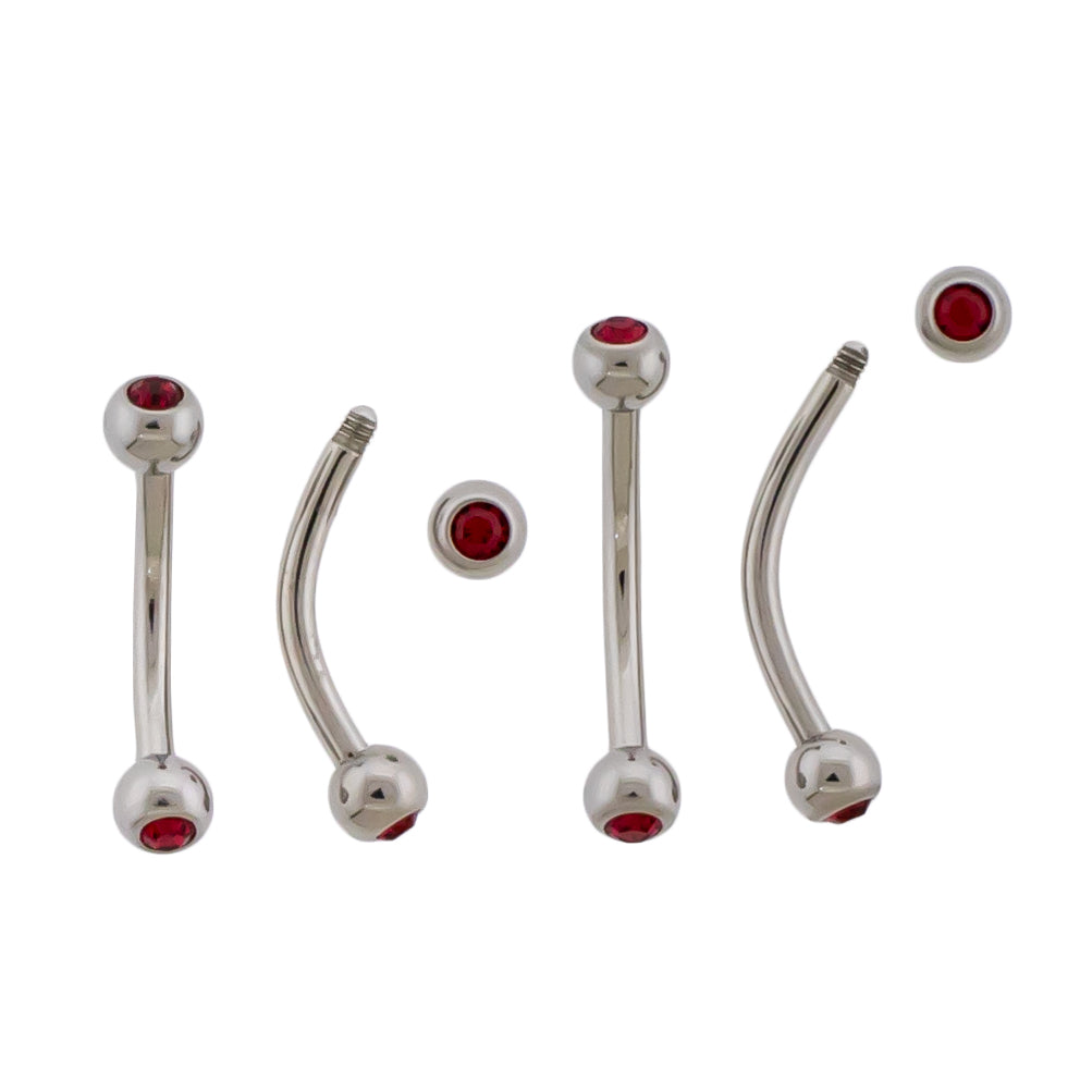 16G Steel Bezel Set Premium Crystal Curved Barbell | Internally Threaded Curved Barbells | Wiccan Center