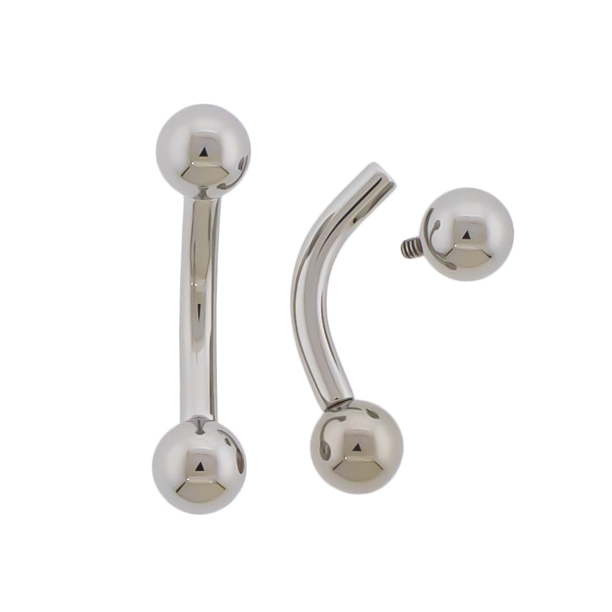 12G Steel Internally Threaded Curved Barbells | Body Jewelry | Wiccan Center