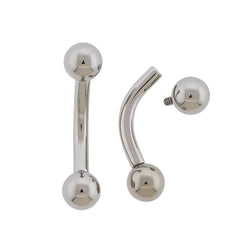 12G Steel Internally Threaded Curved Barbells | Body Jewelry | Wiccan Center