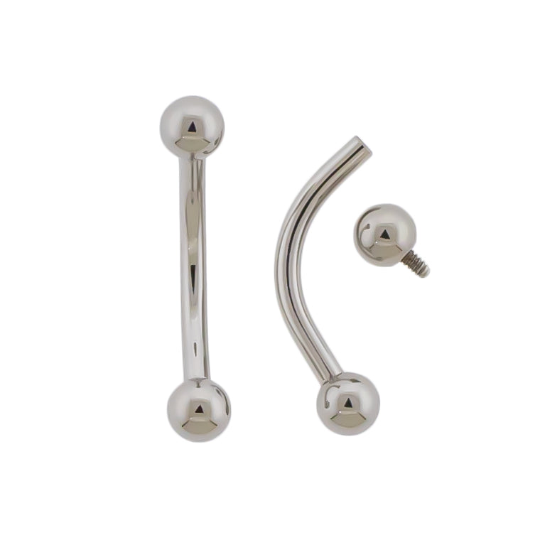 16G Internally Threaded Steel Curved Barbells | Body Jewelry | Wiccan Center