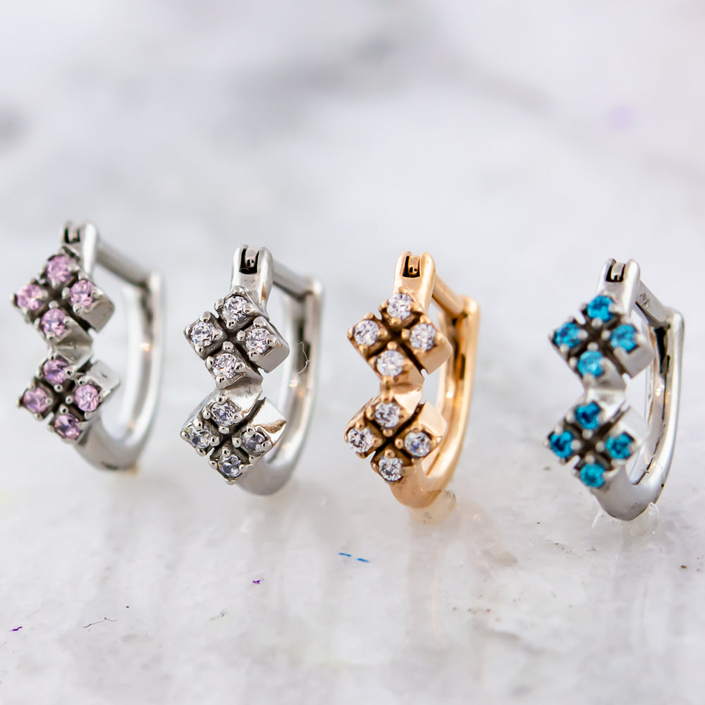 Ear Clicker - Geometric Gem Cluster 16G | Body Jewelry | Wiccan Center