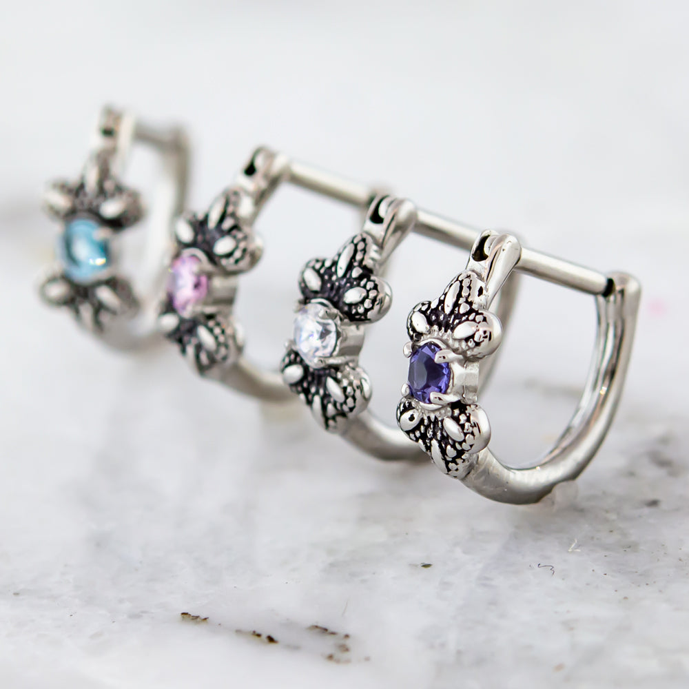 Ear Clicker - Petals and Gem 16G | Body Jewelry | Wiccan Center