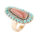 Sedona Blue Turquoise Orange Goldstone Golden Statement Ring | Rings | Wiccan Center
