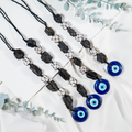 Black Tourmaline & Selenite With Evil Eye Crystal Hanger
