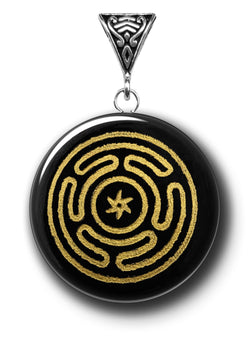 Obsidian Hecate's Wheel Symbology Gemstone for Divine Insight | Symbology Gemstone Pendants | Wiccan Center