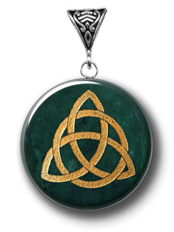 Jade Triquetra Symbology Gemstone for Harmony | Symbology Gemstone Pendants | Wiccan Center