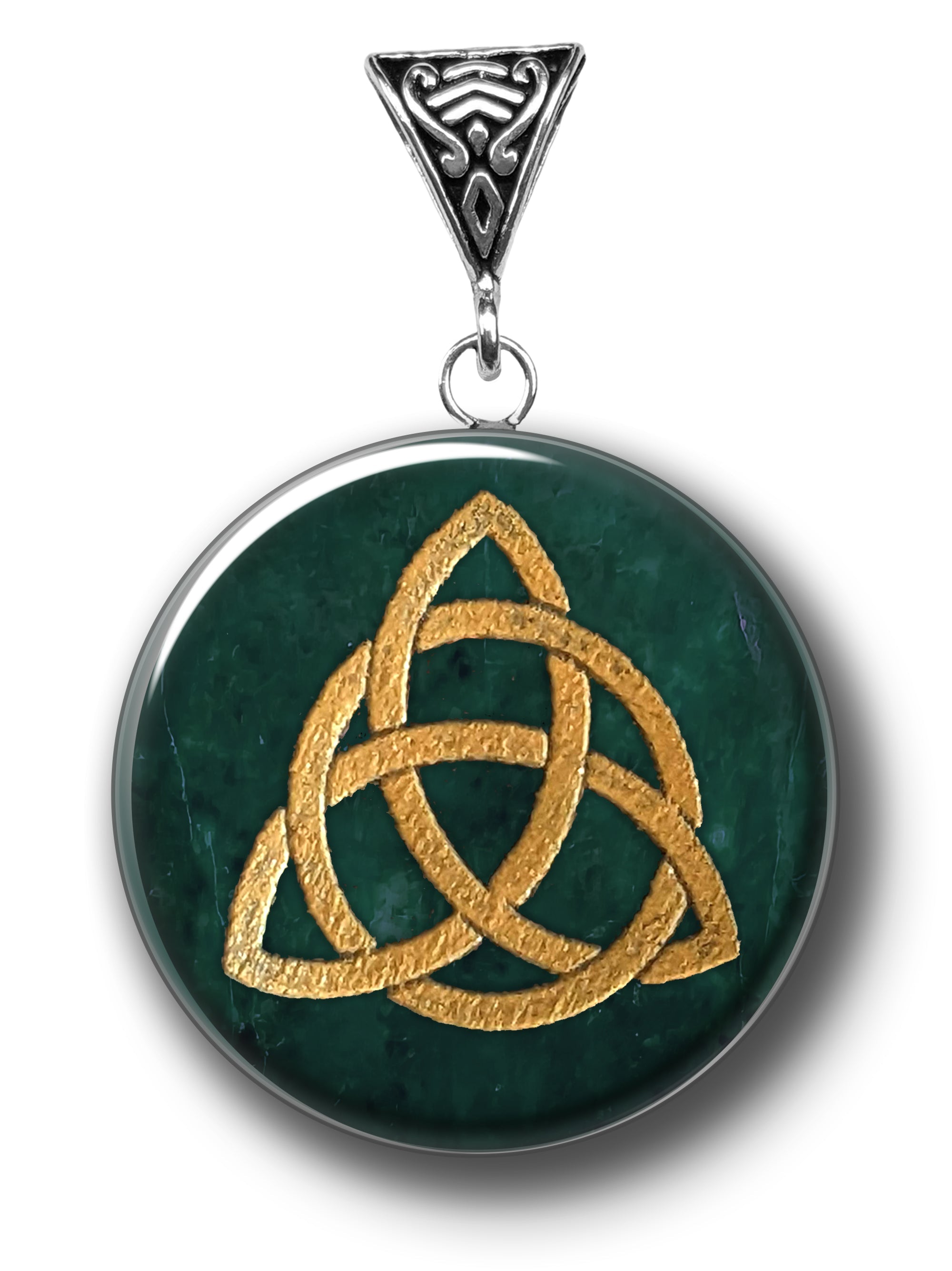 Jade Triquetra Symbology Gemstone for Harmony | Symbology Gemstone Pendants | Wiccan Center