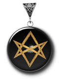 Obsidian Unicursal Hexagram Symbology Gemstone for Achieving Goals | Symbology Gemstone Pendants | Wiccan Center