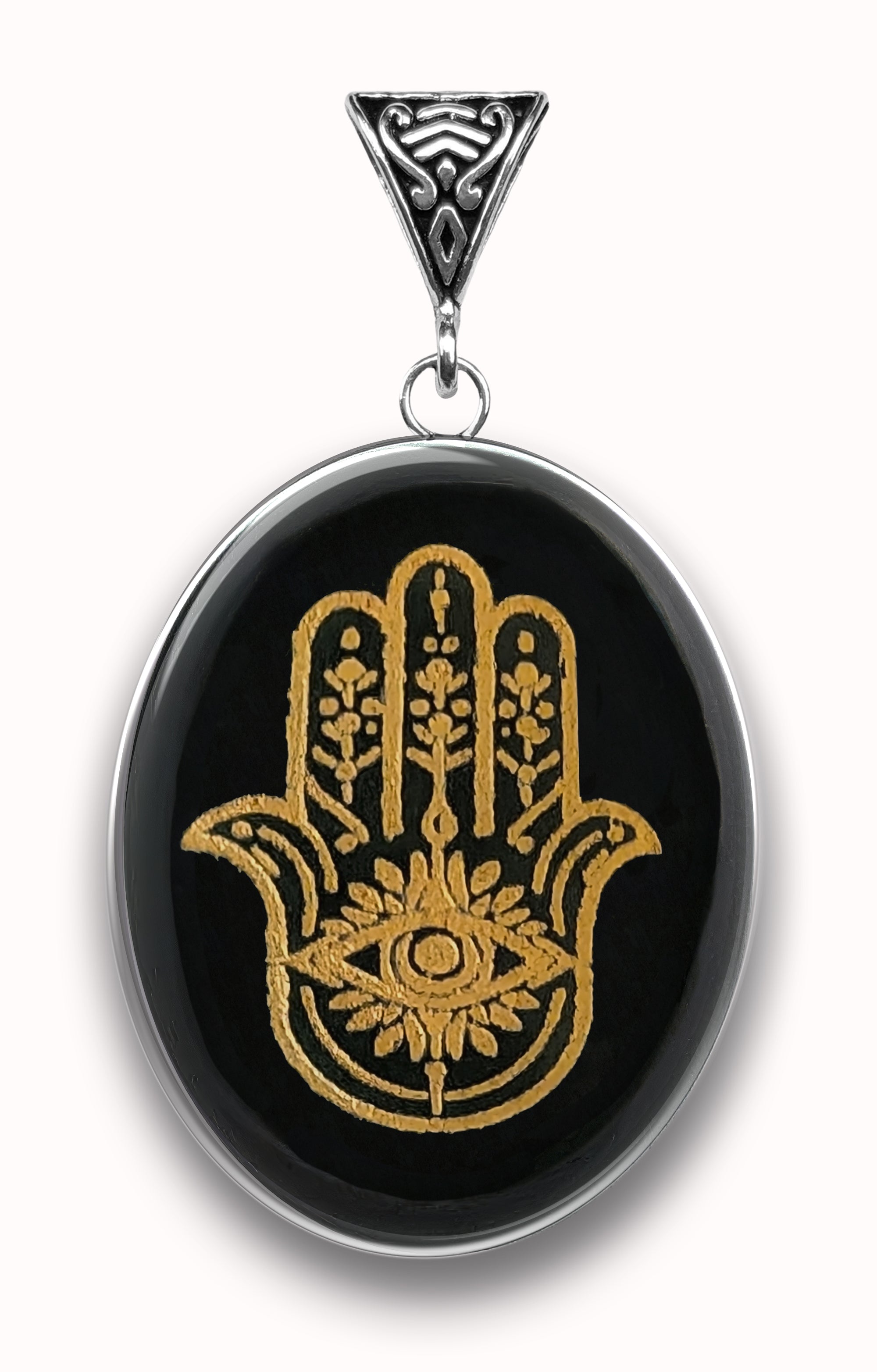 Obsidian Hamsa UP Symbology Gemstone for Warding | Symbology Gemstones | Wiccan Center
