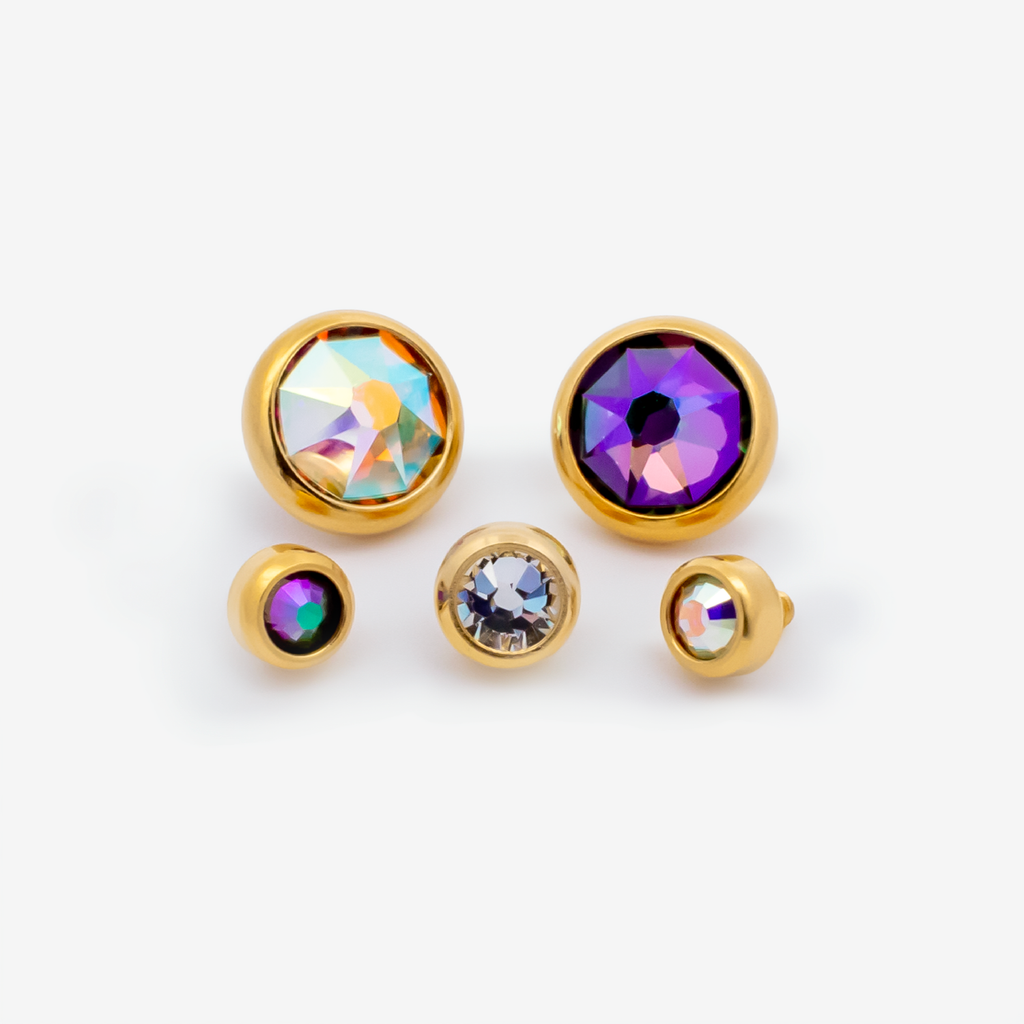 Steel Internally Threaded Gold PVD Gem Disc 14G | Body Jewelry | Wiccan Center