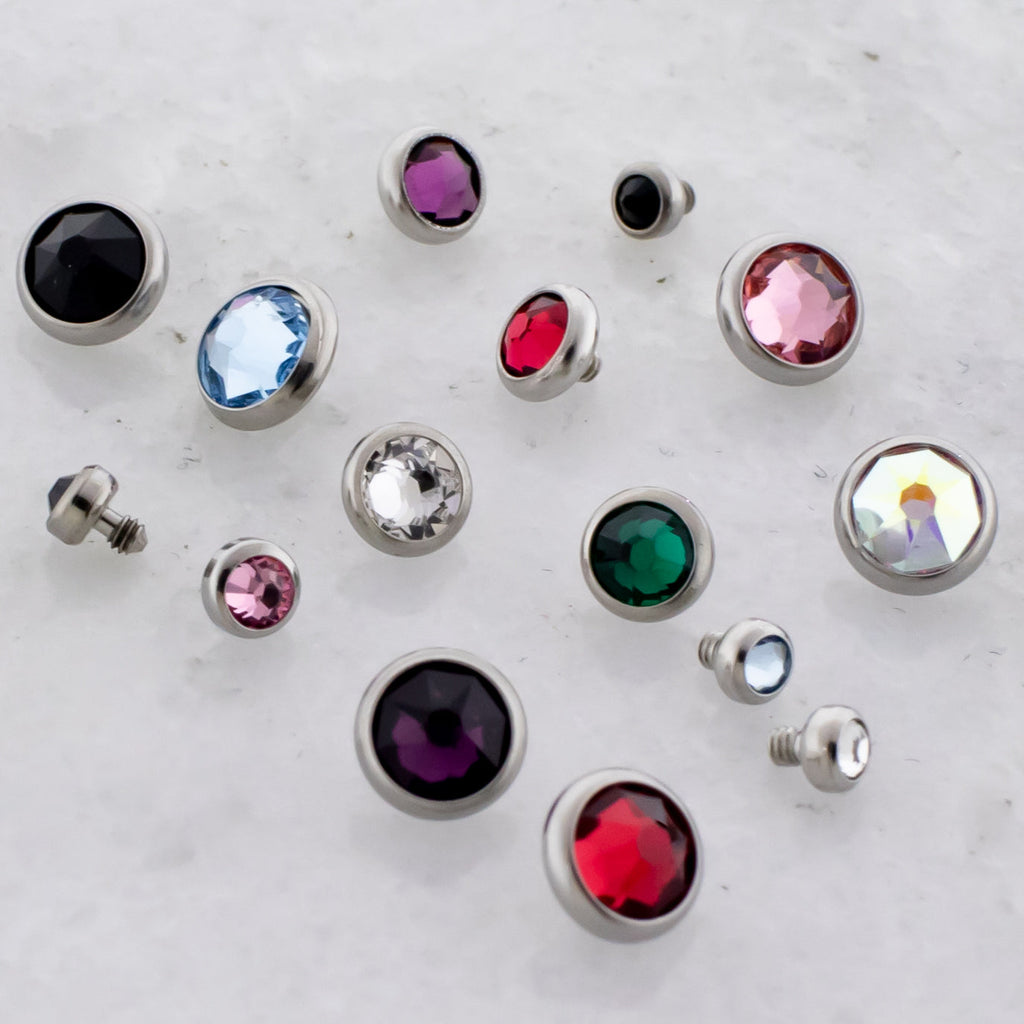 Steel Gem Disc - 14G Threaded Premium Crystals | Body Jewelry | Wiccan Center