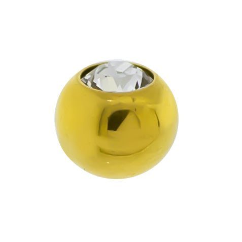 Steel Externally Threaded End - Gold PVD Coated Balls W/ Gems 14G | Body Jewelry | Wiccan Center