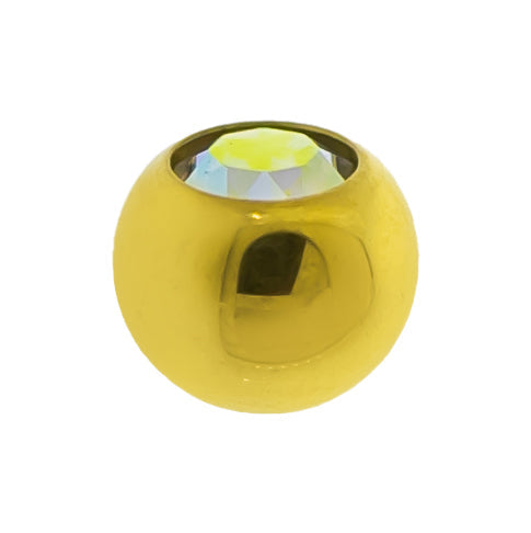 Steel Externally Threaded End - Gold PVD Coated Balls W/ Gems 16G | Body Jewelry | Wiccan Center