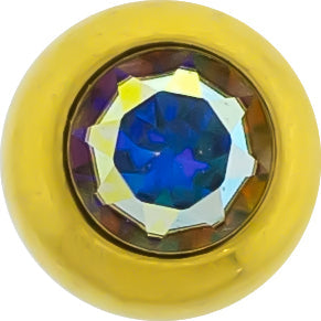 Steel Externally Threaded End - Gold PVD Coated Balls W/ Gems 16G | Body Jewelry | Wiccan Center