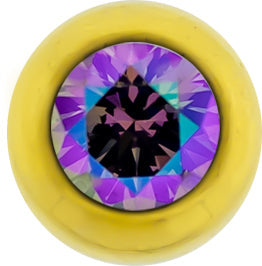 Steel Externally Threaded End - Gold PVD Coated Balls W/ Gems 14G | Body Jewelry | Wiccan Center