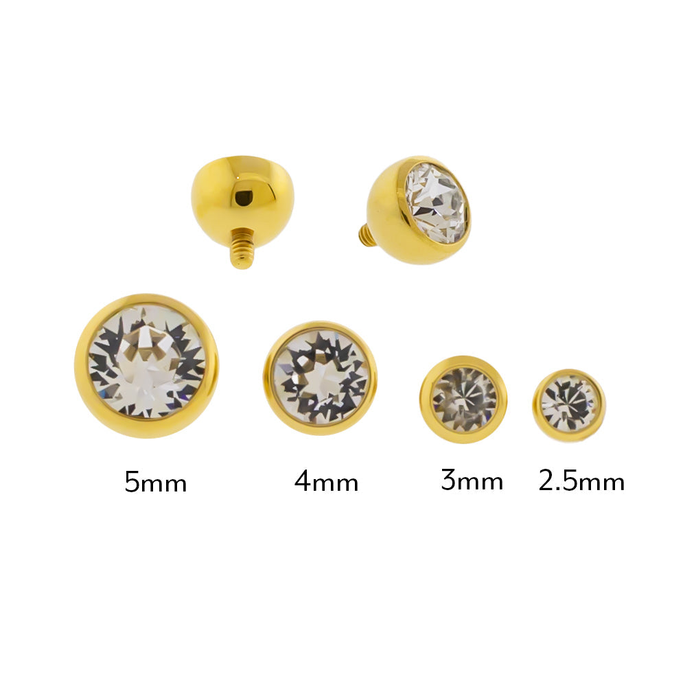 Steel Internally Threaded Gold PVD Gem Ball 16G