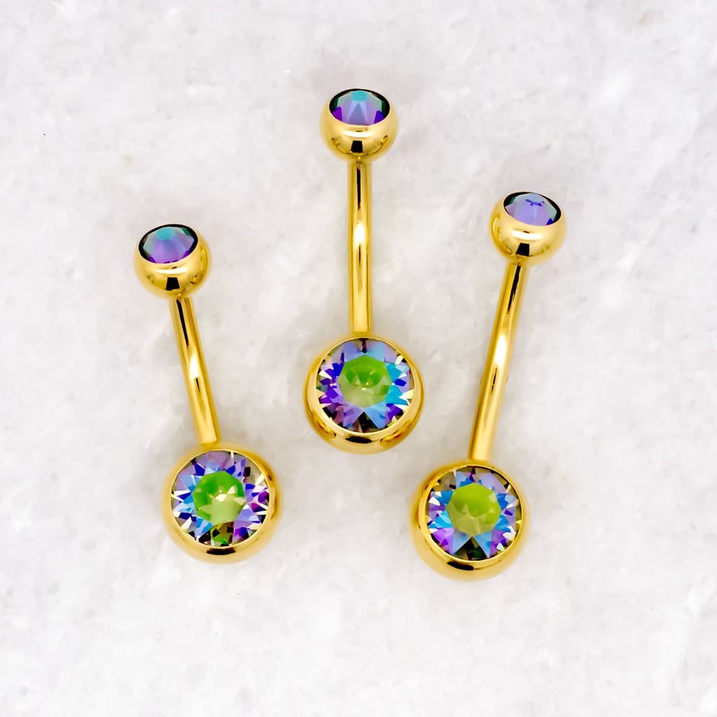 Steel Externally Threaded Navel Ring W/ Gold PVD | Body Jewelry | Wiccan Center