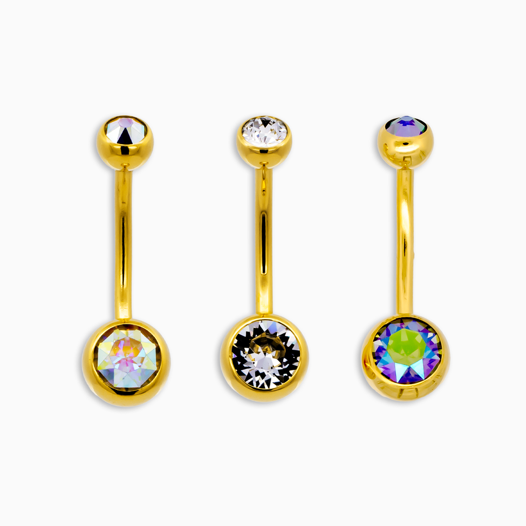 Steel Externally Threaded Navel Ring W/ Gold PVD | Body Jewelry | Wiccan Center