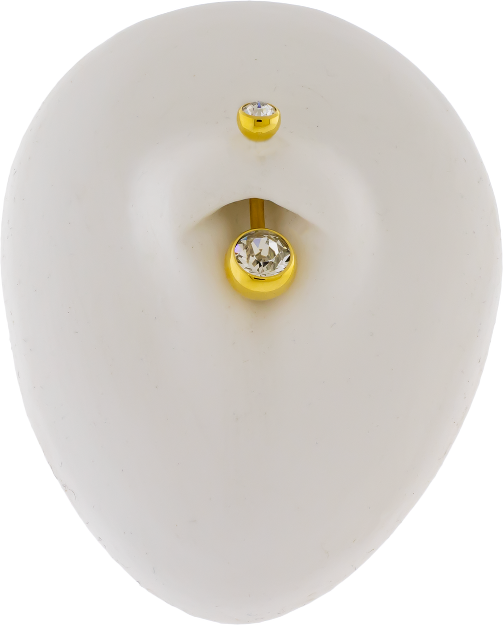 Steel Internally Threaded Double Gem Navel Ring W/ Gold PVD | Body Jewelry | Wiccan Center