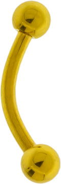 Steel Externally Threaded Curved Barbell W/ Gold PVD | Body Jewelry | Wiccan Center