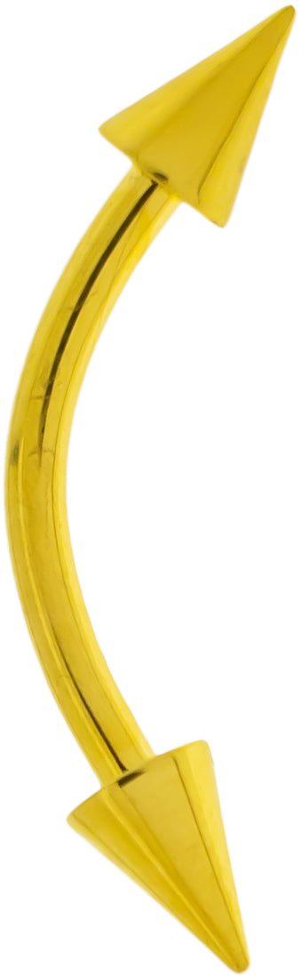 Steel Externally Threaded Curved Barbell With Cones W/ Gold PVD | Body Jewelry | Wiccan Center