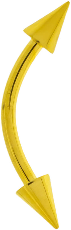 Steel Externally Threaded Curved Barbell With Cones W/ Gold PVD | Body Jewelry | Wiccan Center