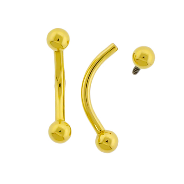 Steel Internally Threaded Curved Barbell W/ Gold PVD | Body Jewelry | Wiccan Center