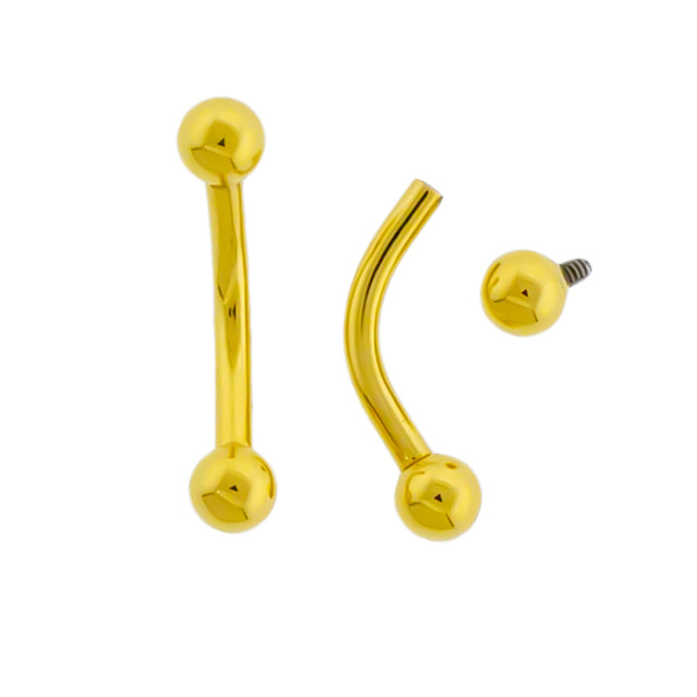 Steel Internally Threaded Curved Barbell W/ Gold PVD | Body Jewelry | Wiccan Center
