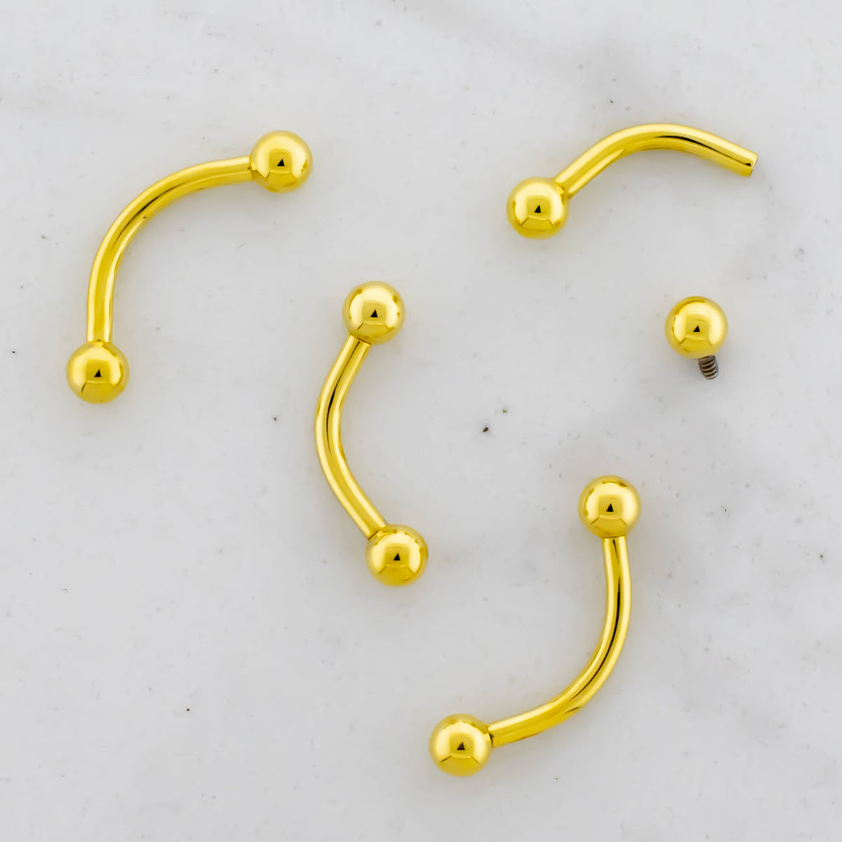 Steel Internally Threaded Curved Barbell W/ Gold PVD | Body Jewelry | Wiccan Center