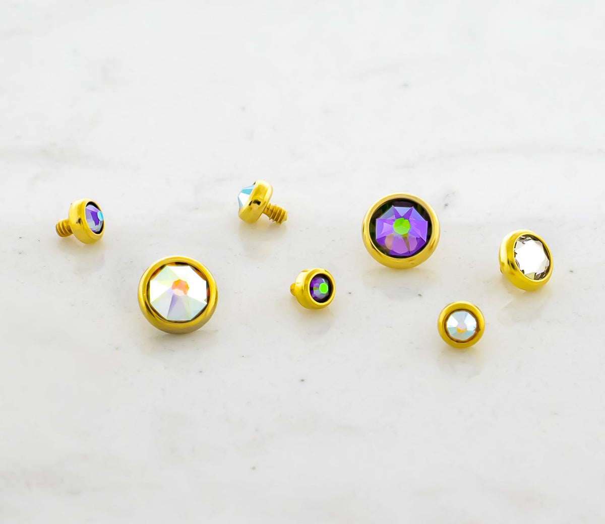 Steel Internally Threaded Gold PVD Gem Disc 16G