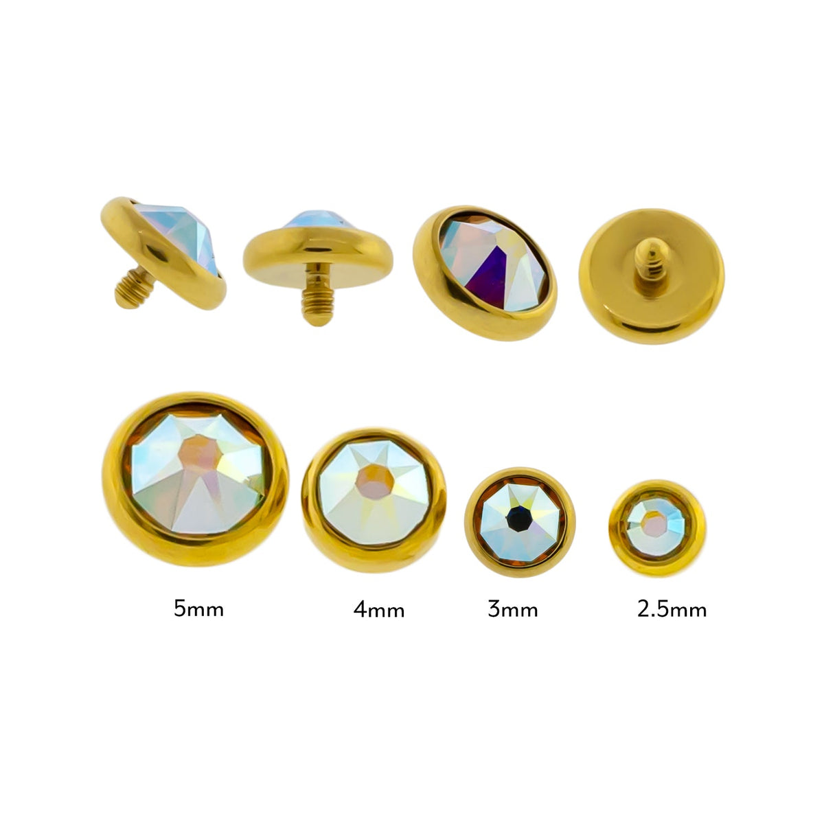Steel Internally Threaded Gold PVD Gem Disc 16G