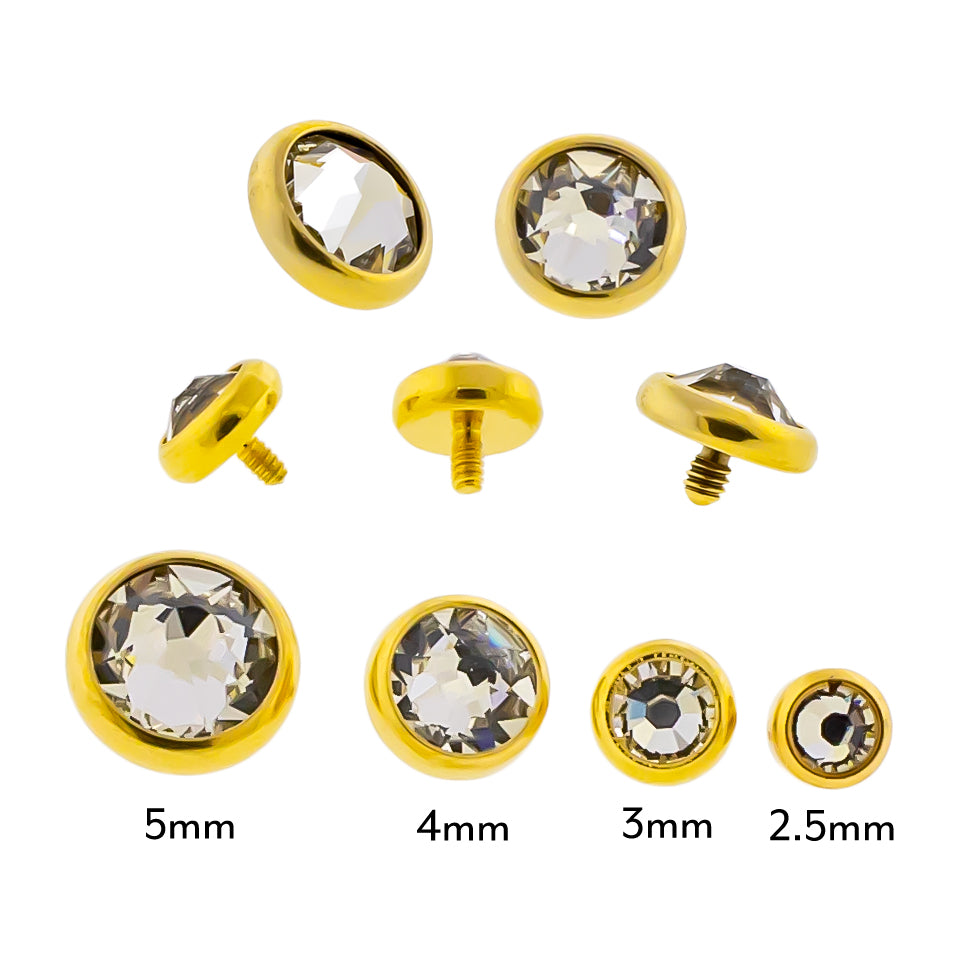 Steel Internally Threaded Gold PVD Gem Disc 16G