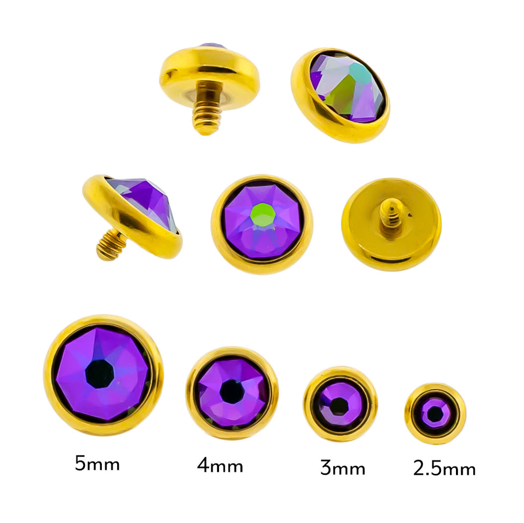 Steel Internally Threaded Gold PVD Gem Disc 14G | Body Jewelry | Wiccan Center