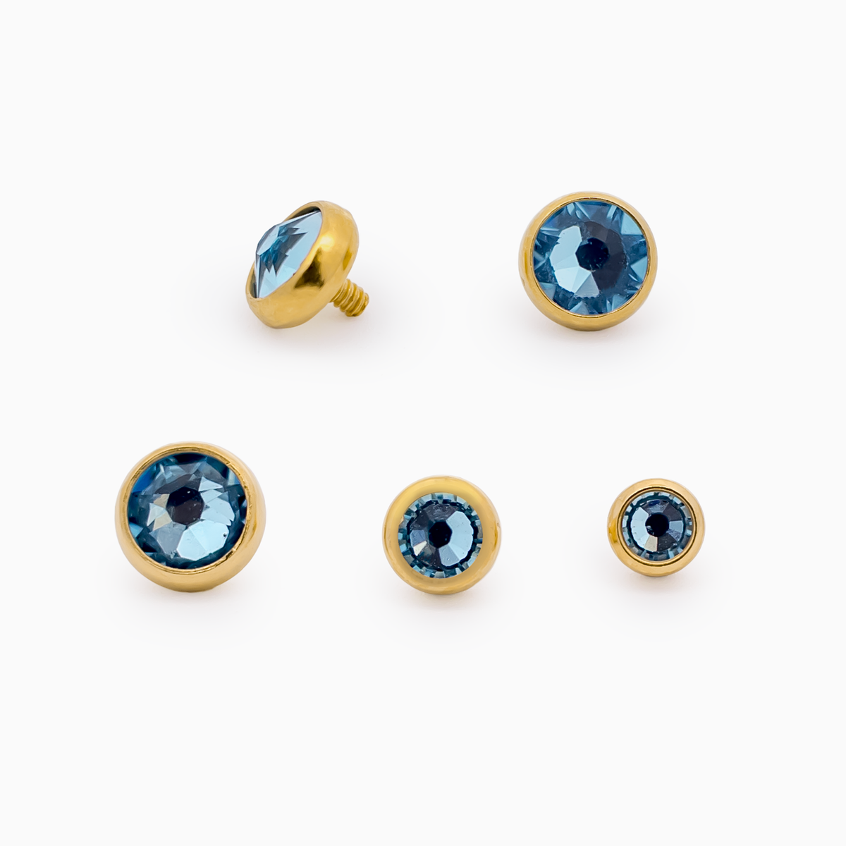 Steel Internally Threaded Gold PVD Gem Disc 16G