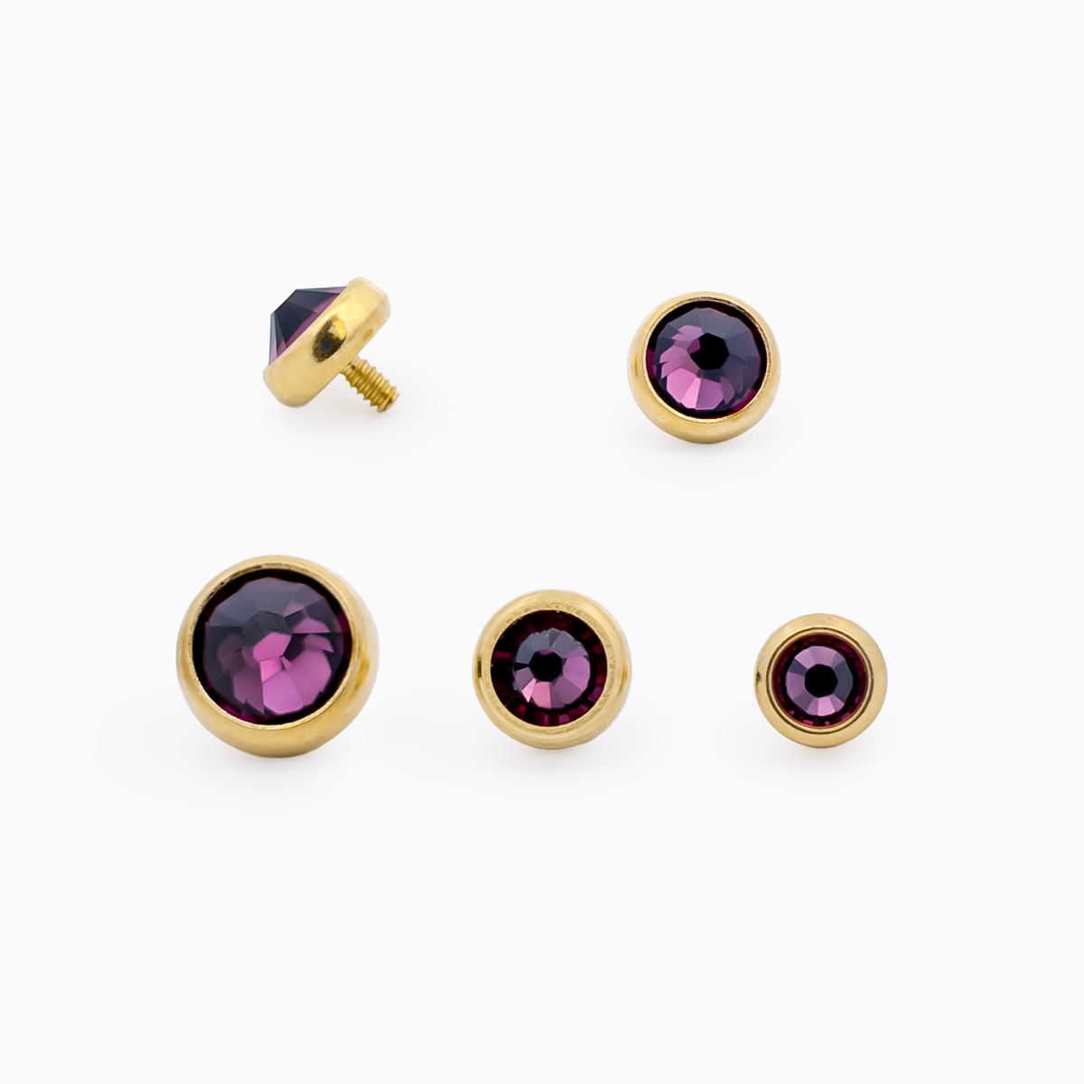 Steel Internally Threaded Gold PVD Gem Disc 16G