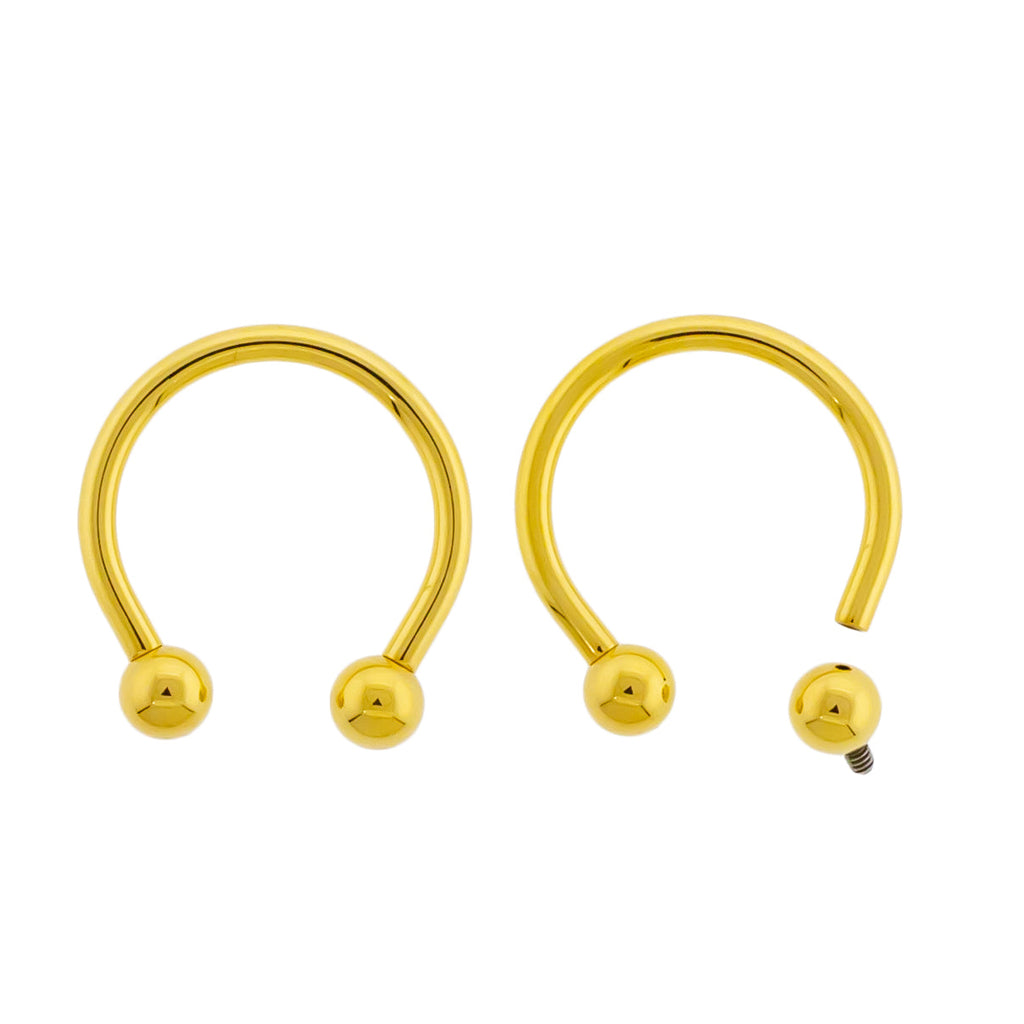 Steel Internally Threaded Horseshoe W/ Gold PVD | Body Jewelry | Wiccan Center
