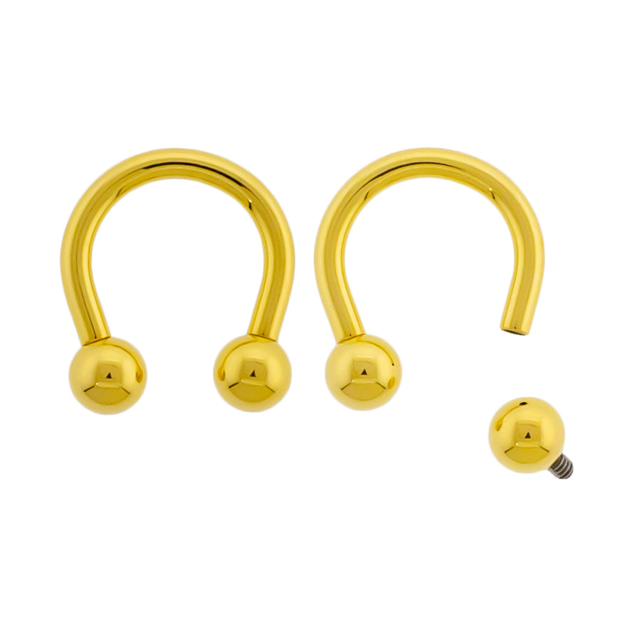 Steel Internally Threaded Horseshoe W/ Gold PVD | Body Jewelry | Wiccan Center