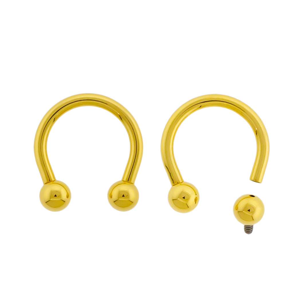 Steel Internally Threaded Horseshoe W/ Gold PVD | Body Jewelry | Wiccan Center
