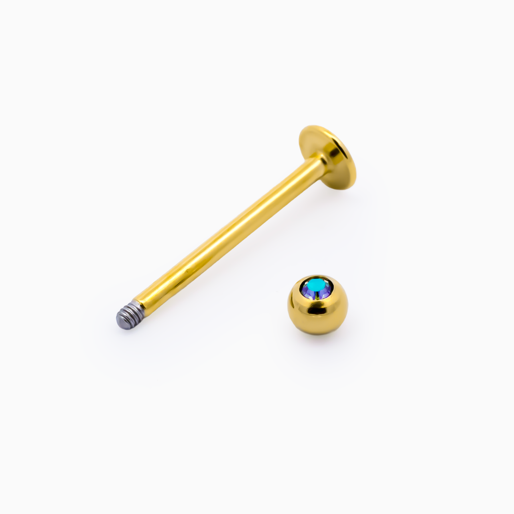 Steel Externally Threaded Labret – Gold PVD 16G | Body Jewelry | Wiccan Center