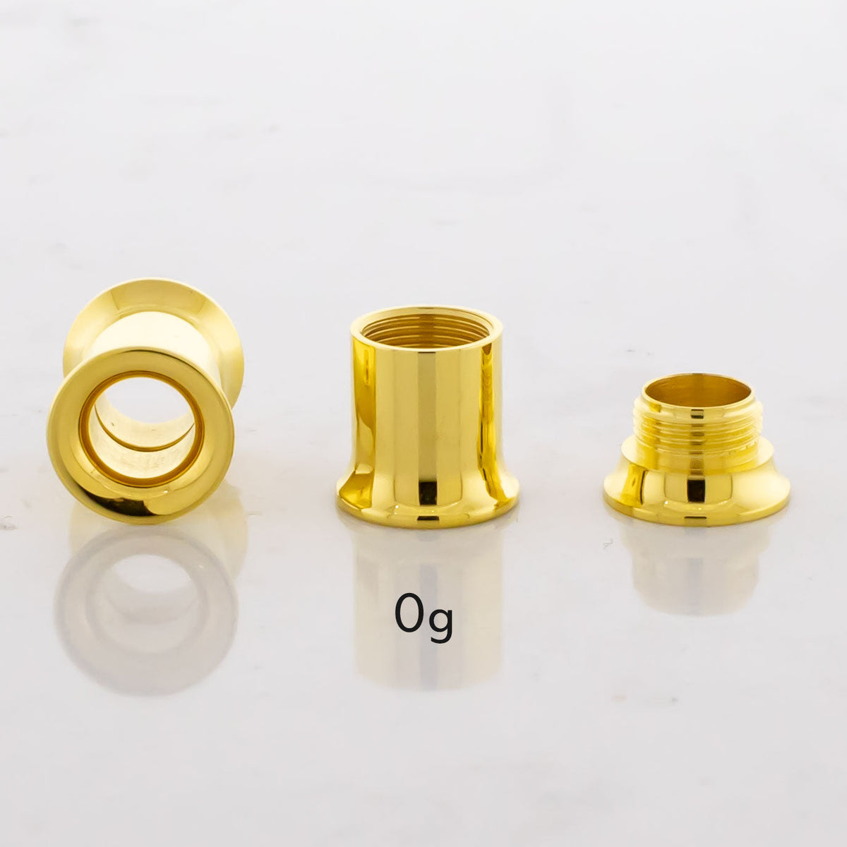 Gold Steel Double Flare Tunnels - Internally Threaded | Body Jewelry | Wiccan Center