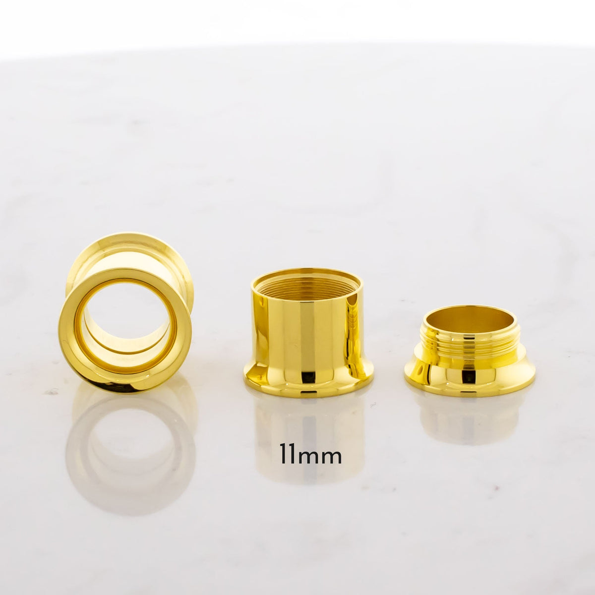 Gold Steel Double Flare Tunnels - Internally Threaded | Body Jewelry | Wiccan Center