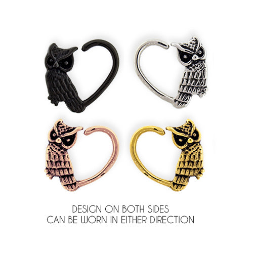 16G Steel Heart With Owl Seamless Ring | Body Jewelry | Wiccan Center