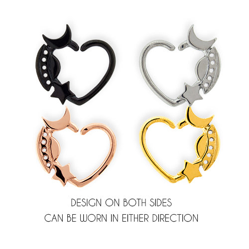 16G Steel Heart Galactic Seamless Ring | Body Jewelry | Wiccan Center