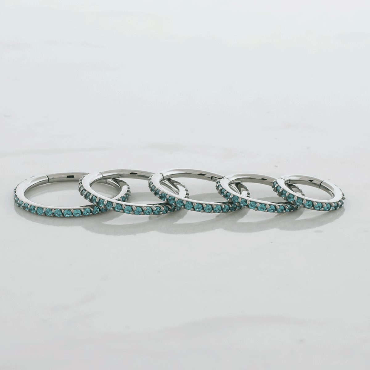 16G Steel Hinged Segment Rings With Colored Gems | Body Jewelry | Wiccan Center