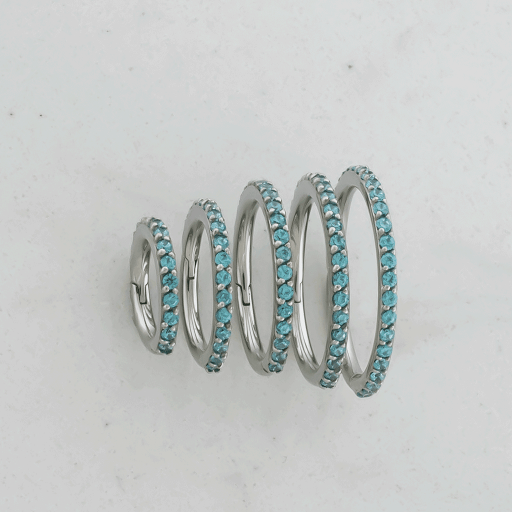16G Steel Hinged Segment Rings With Colored Gems | Body Jewelry | Wiccan Center