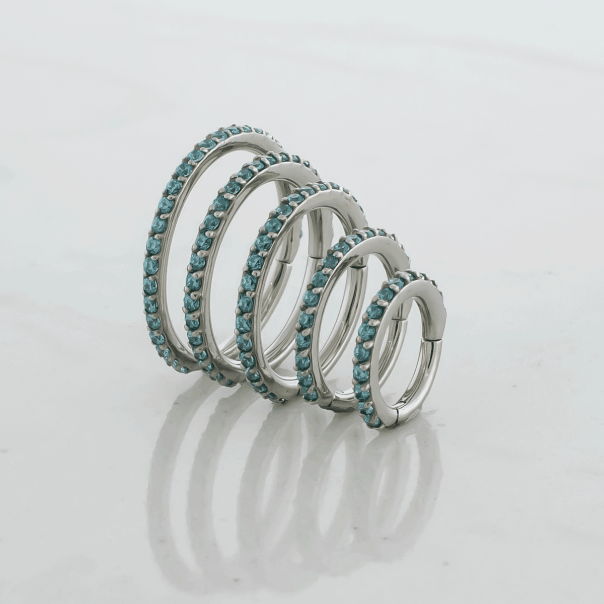 16G Steel Hinged Segment Rings With Colored Gems | Body Jewelry | Wiccan Center