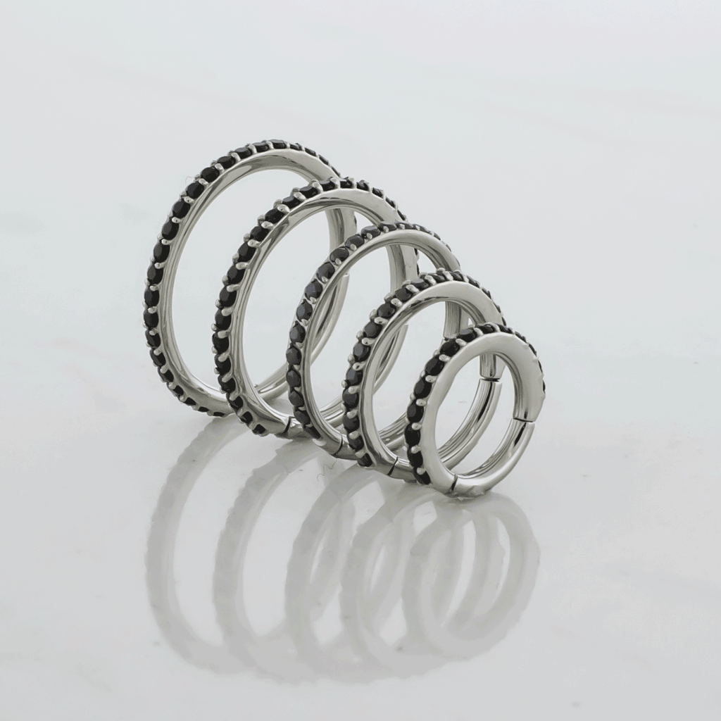 16G Steel Hinged Segment Rings With Colored Gems | Body Jewelry | Wiccan Center